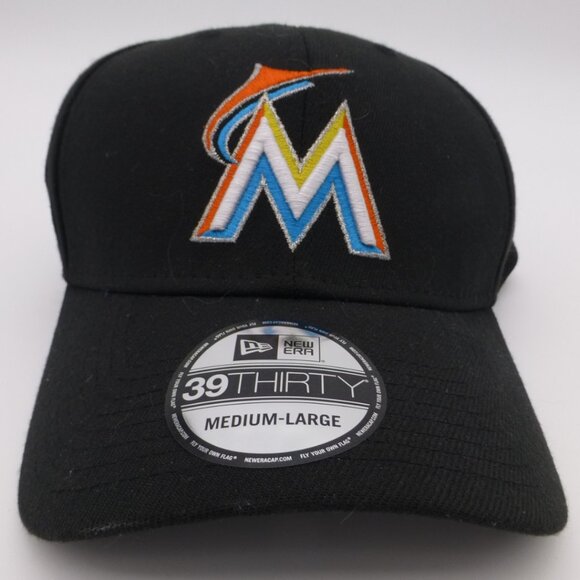 Miami Marlins Men’s New Era 39Thirty Flex Fit Hat - Picture 1 of 15